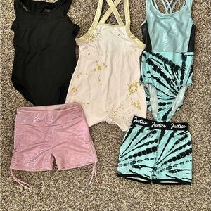 Justice Girls' Leotard and Shorts Collection - Black, Pink, Blue
